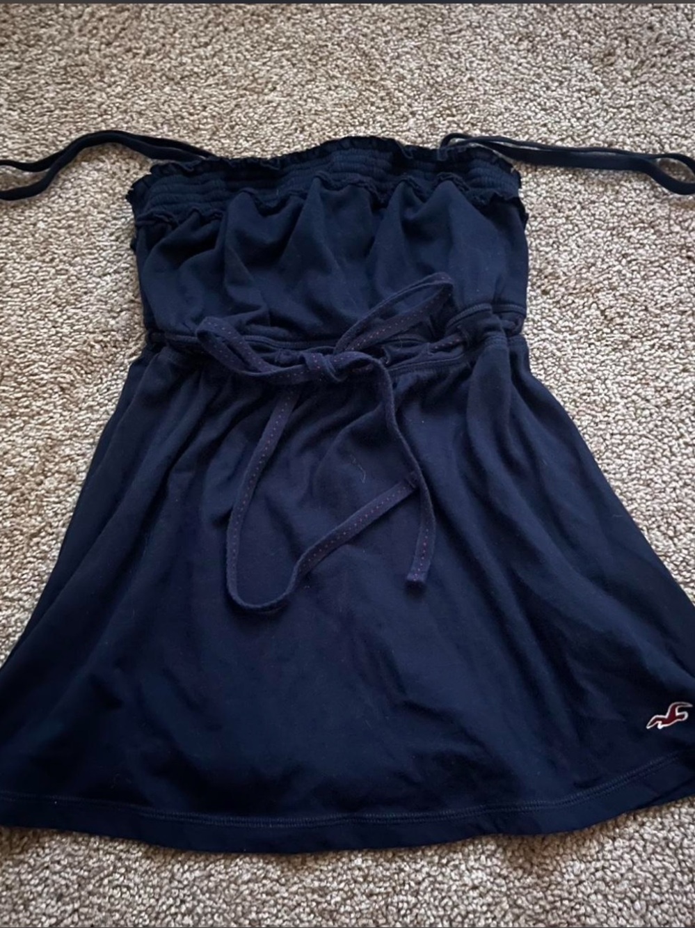 Hollister Navy Strapless Babydoll Top